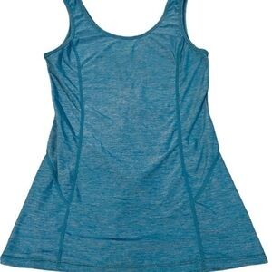 Lululemon 4 Hustle Tank Heathered Snorkel Blue Ruffles! Rulu EUC! RARE